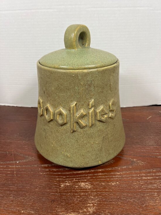 Handcrafted Other - Vintage McCoy Green Ceramic Cookie Jar With Lid